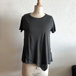 ALL SAINTS Daisy Devo Soft Cotton Asymmetrical Hem Tee Gray, XS